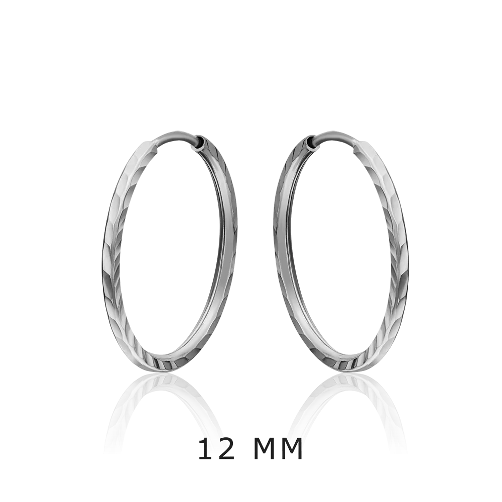 Серьги-конго из белого золота с алмазной гранью 02-0074-32-000-1120-19