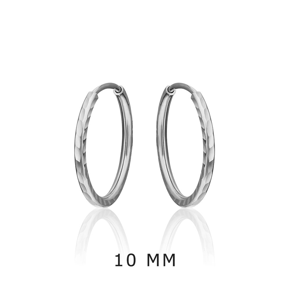 Серьги-конго из белого золота с алмазной гранью 02-0074-31-000-1120-19