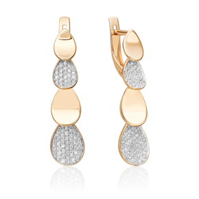 Серьги с английским замком из красного золота с фианитами 02-3428-00-401-1110-33