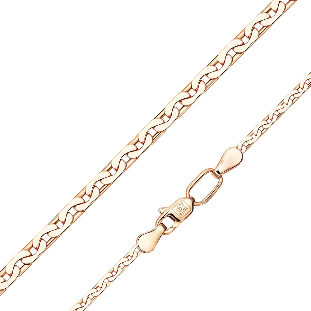 Цепь из красного золота с алмазной гранью (плетение «Якорное плоское») 21-4303-060-1110-17