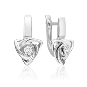 Серьги с английским замком из белого золота с бриллиантом 02-5493-00-101-1120
