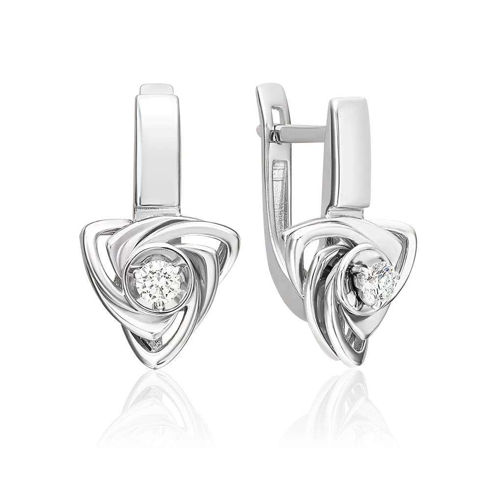 Серьги с английским замком из белого золота с бриллиантом 02-5493-00-101-1120