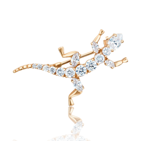 Брошь «Ящерица» из красного золота с фианитами 04-0103-00-401-1110-03