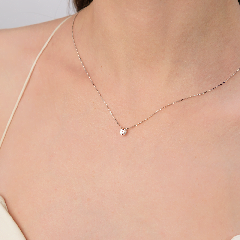 Колье из белого золота с фианитом 07-0086-00-501-1120-38