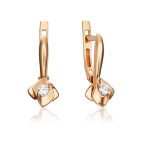 Серьги с английским замком из красного золота с бриллиантом 02-0966-00-101-1110-30