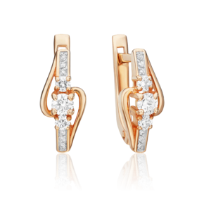 Серьги с английским замком из красного золота с бриллиантами 02-0971-00-101-1110-30