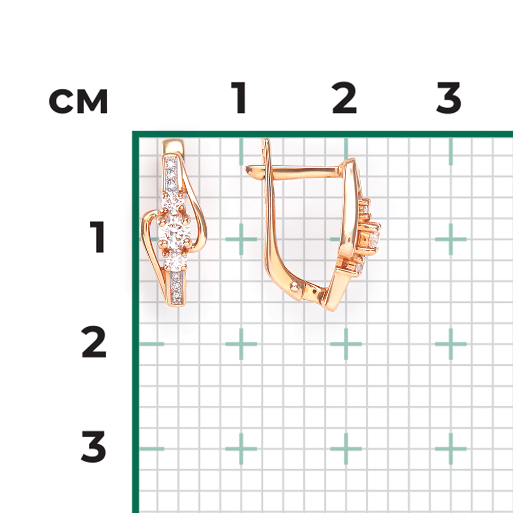 Серьги с английским замком из красного золота с бриллиантами 02-0971-00-101-1110-30