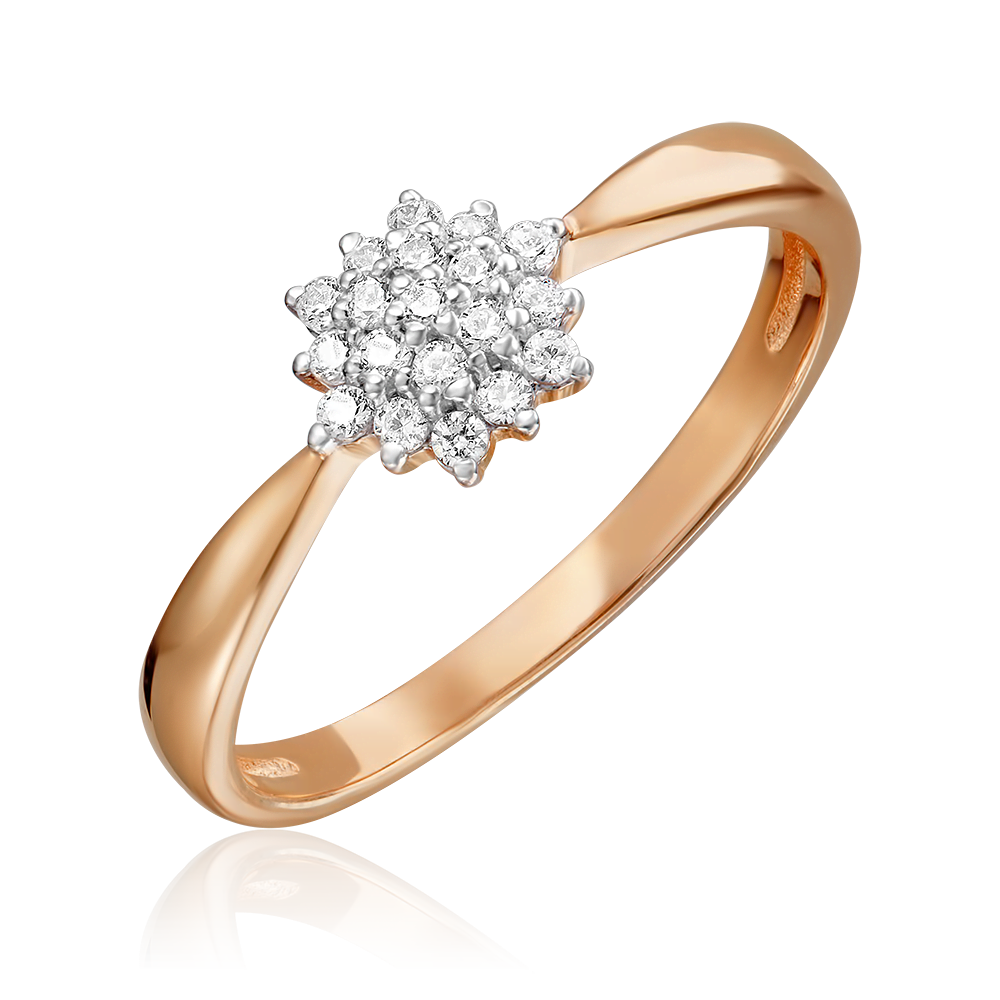 Кольцо из красного золота с фианитами 01-4655-00-501-1110-38