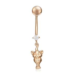 Пирсинг в пупок «Кошка» из красного золота с фианитом 06-2548-00-401-1110-03