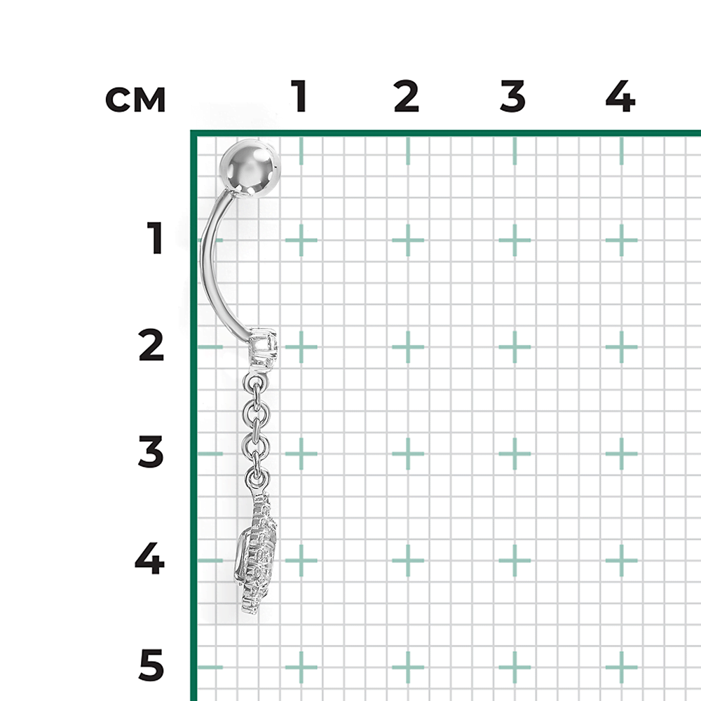 Пирсинг в пупок из белого золота с фианитами 06-2551-00-401-1120-23