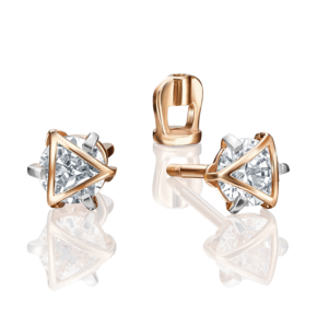 Серьги-пусеты из красного золота с фианитом 02-4116-00-401-1110