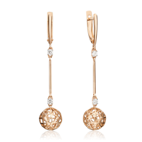 Серьги с английским замком из красного золота с фианитами 02-4527-00-501-1110-67