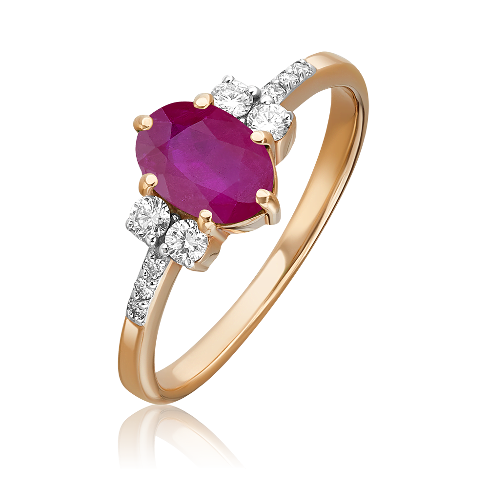 Кольцо из красного золота с рубином и бриллиантами 01-1299-00-107-1110-30