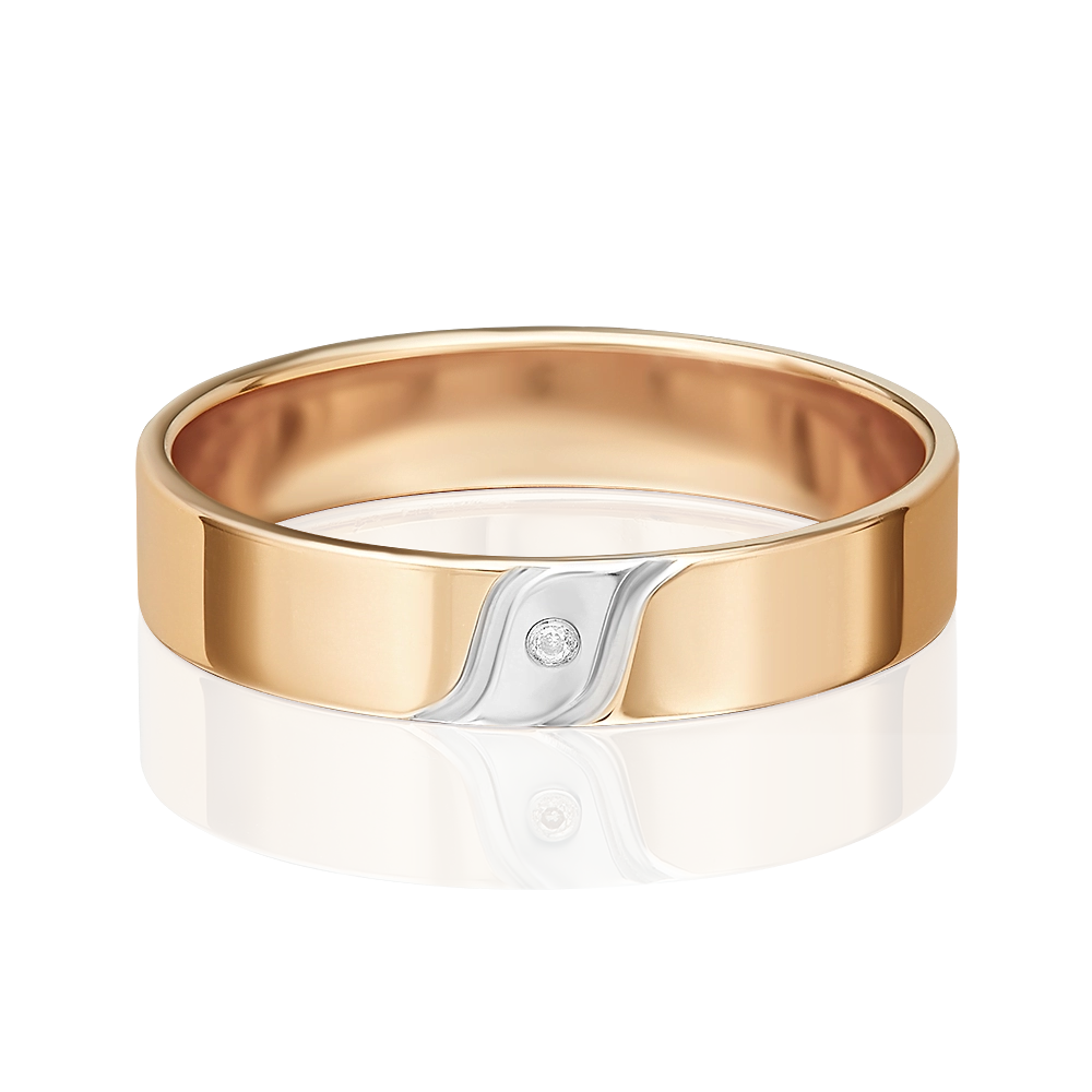 Обручальное кольцо из красного золота с бриллиантом 01-1196-00-101-1110-30