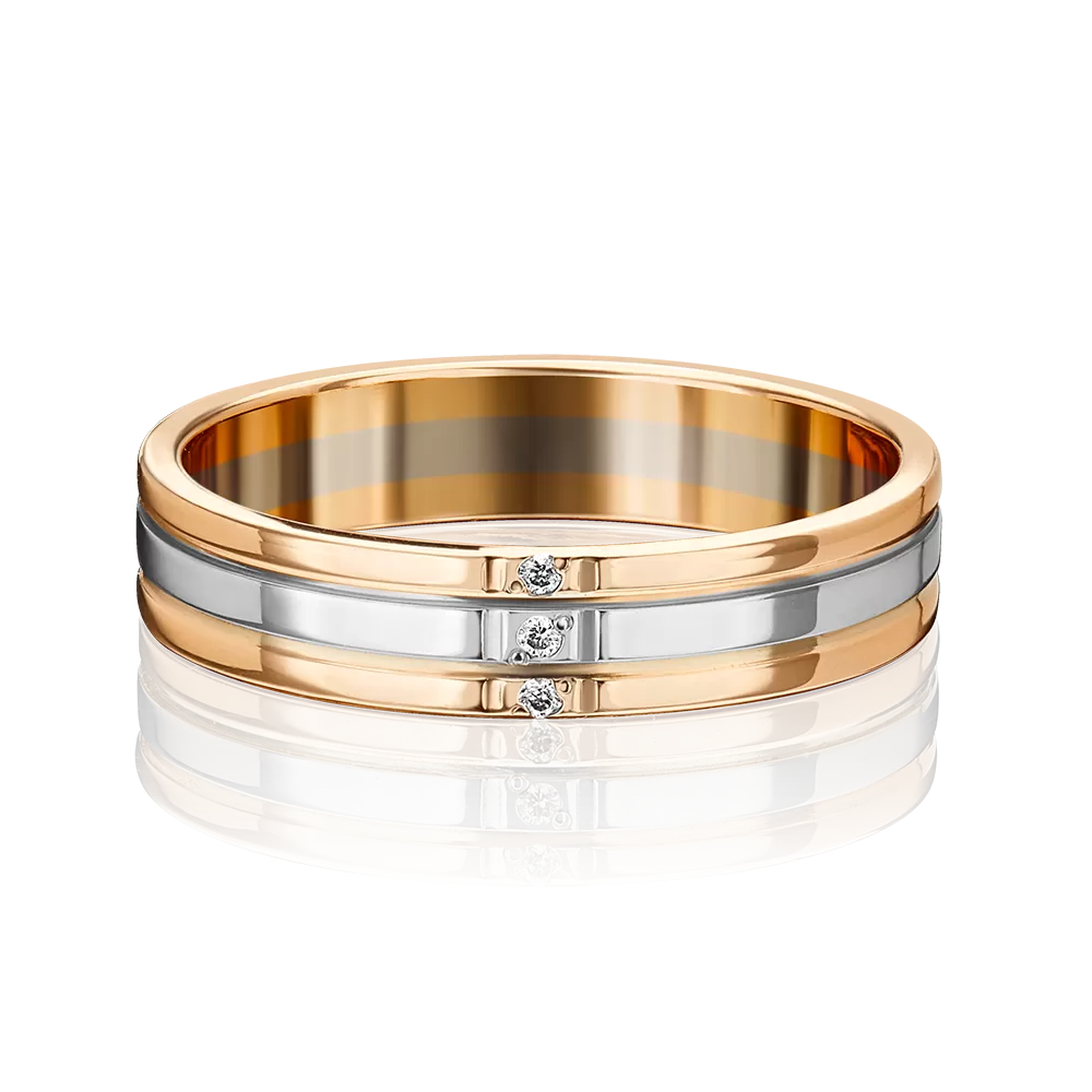Обручальное кольцо из комбинированного золота с бриллиантами 01-1200-00-101-1111-30