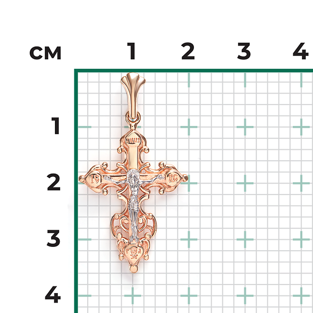 Православный крест из комбинированного золота 03-0934-00-000-1111-02