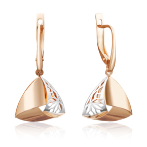 Серьги с английским замком из комбинированного золота 02-3879-00-000-1111-65