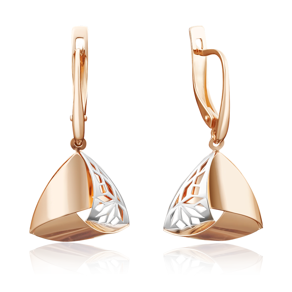 Серьги с английским замком из комбинированного золота 02-3879-00-000-1111-65