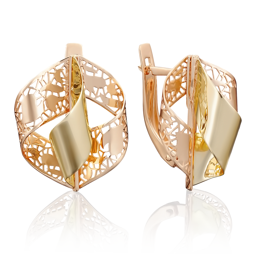 Серьги с английским замком из комбинированного золота 02-3893-00-000-1113-65