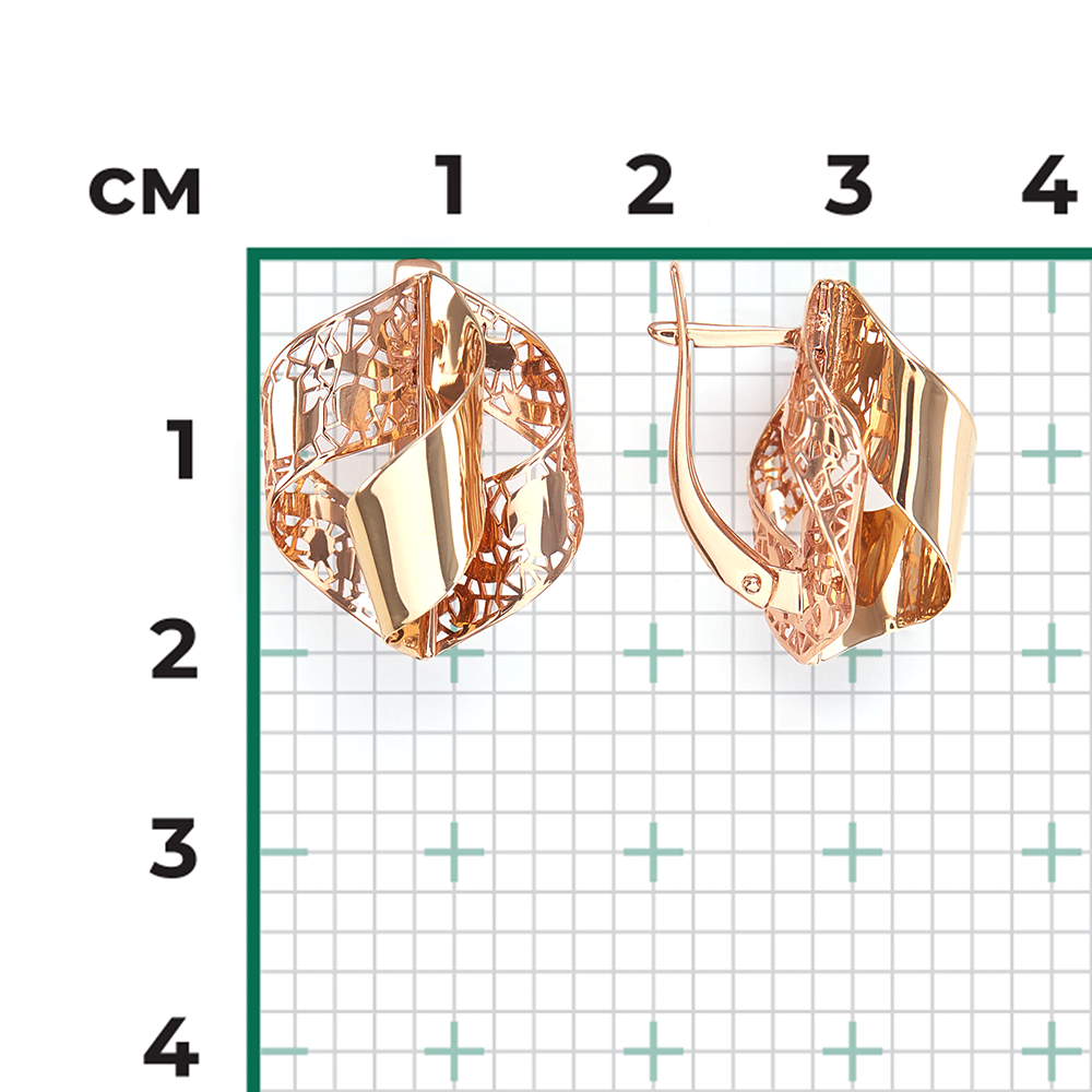Серьги с английским замком из комбинированного золота 02-3893-00-000-1113-65