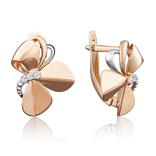 Серьги с английским замком из красного золота с фианитами 02-3943-00-401-1110-65