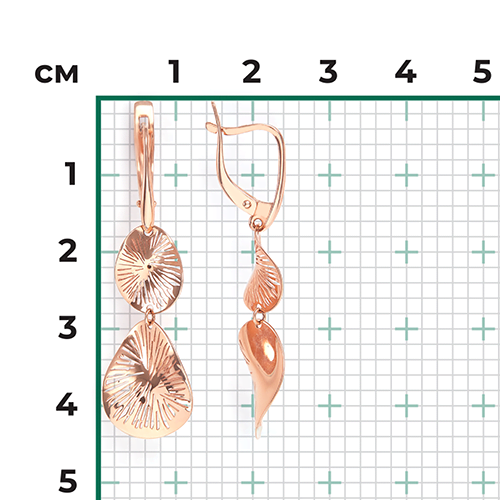 Серьги с английским замком из красного золота 02-3952-00-000-1110-65