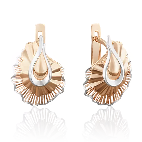 Серьги «Ракушки» с английским замком из красного золота 02-3960-00-000-1110-65