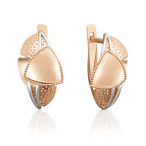 Серьги с английским замком из красного золота 02-3965-00-000-1110-65