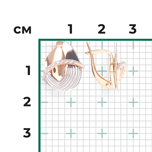 Серьги с английским замком из комбинированного золота с фианитами 02-3967-00-401-1111-65