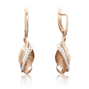 Серьги с английским замком из красного золота с фианитами 02-3978-00-401-1110-65