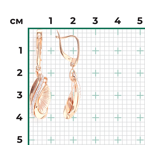 Серьги с английским замком из красного золота с фианитами 02-3978-00-401-1110-65