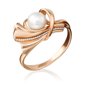 Кольцо из красного золота с жемчугом культивированным 01-5202-00-301-1110-31