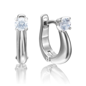 Серьги с английским замком из белого золота с бриллиантом 02-4174-00-101-1120-30