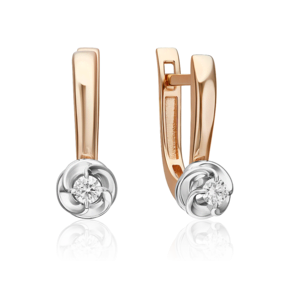 Серьги с английским замком из комбинированного золота с бриллиантом 02-5407-00-101-1111