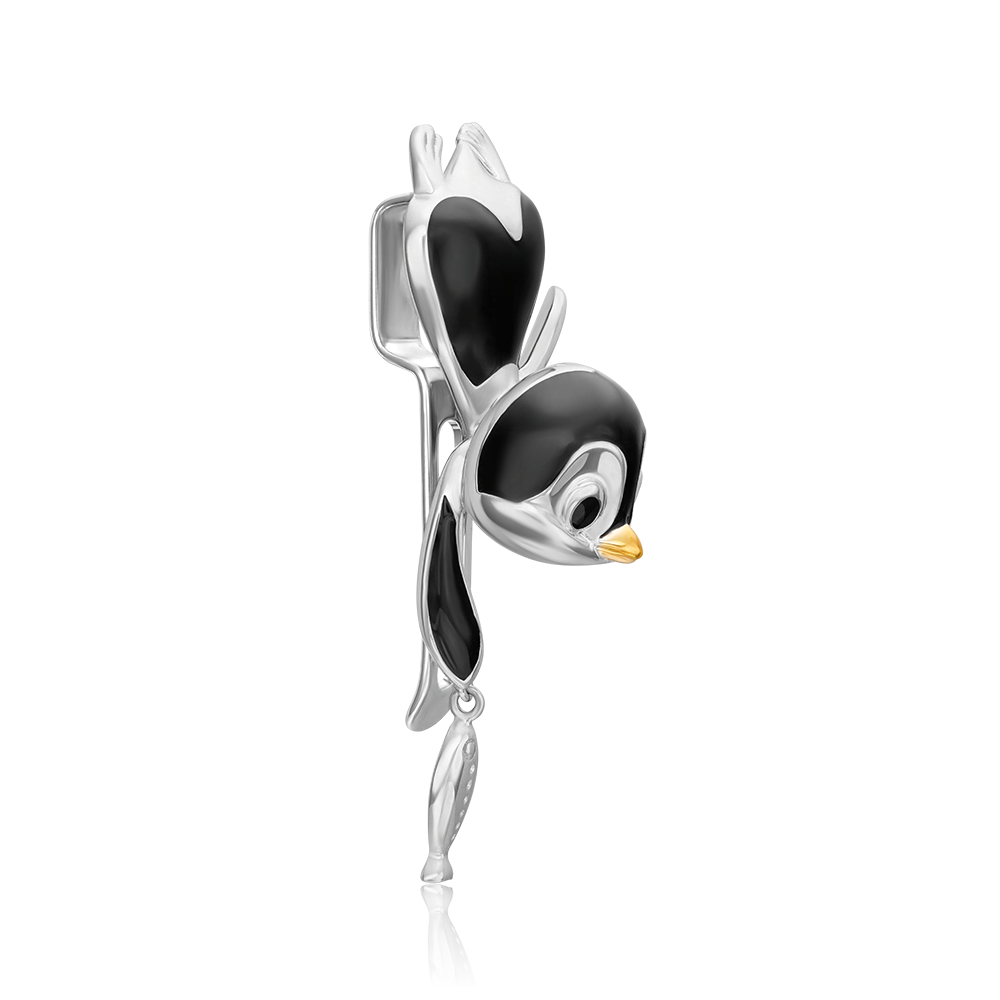 Аксессуар на лацкан «Пингвин» из серебра с эмалью 12-0017-00-000-0200