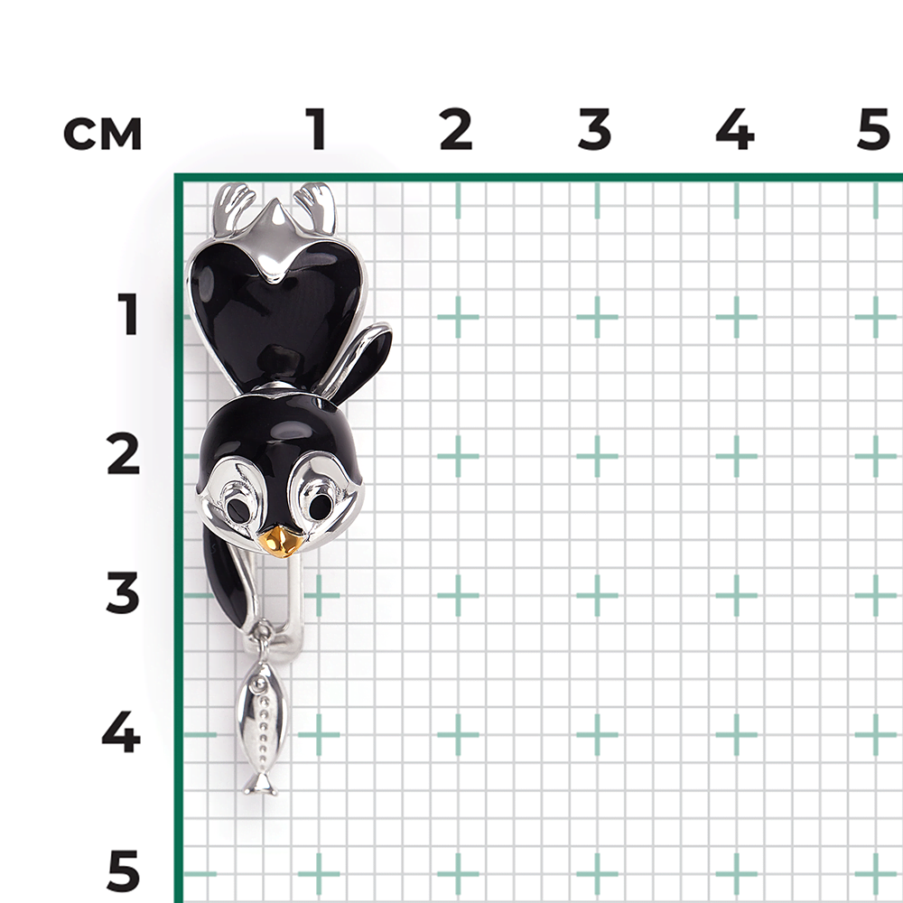 Аксессуар на лацкан «Пингвин» из серебра с эмалью 12-0017-00-000-0200