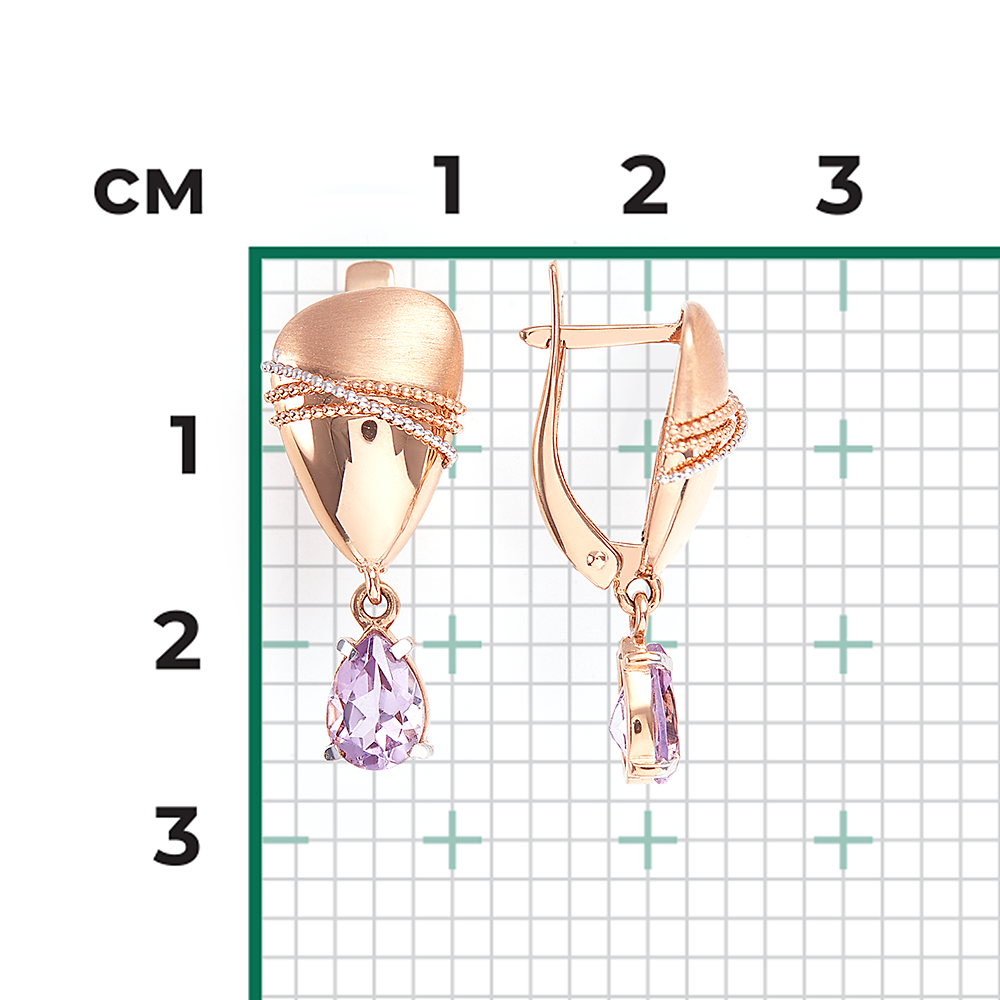 Серьги с английским замком из комбинированного золота с аметистом 02-3999-00-203-1111-46