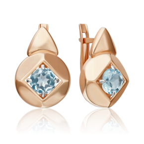 Серьги с английским замком из красного золота с топазом