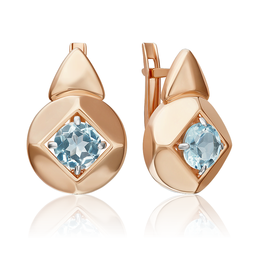 Серьги с английским замком из красного золота с топазом 02-5395-00-201-1110