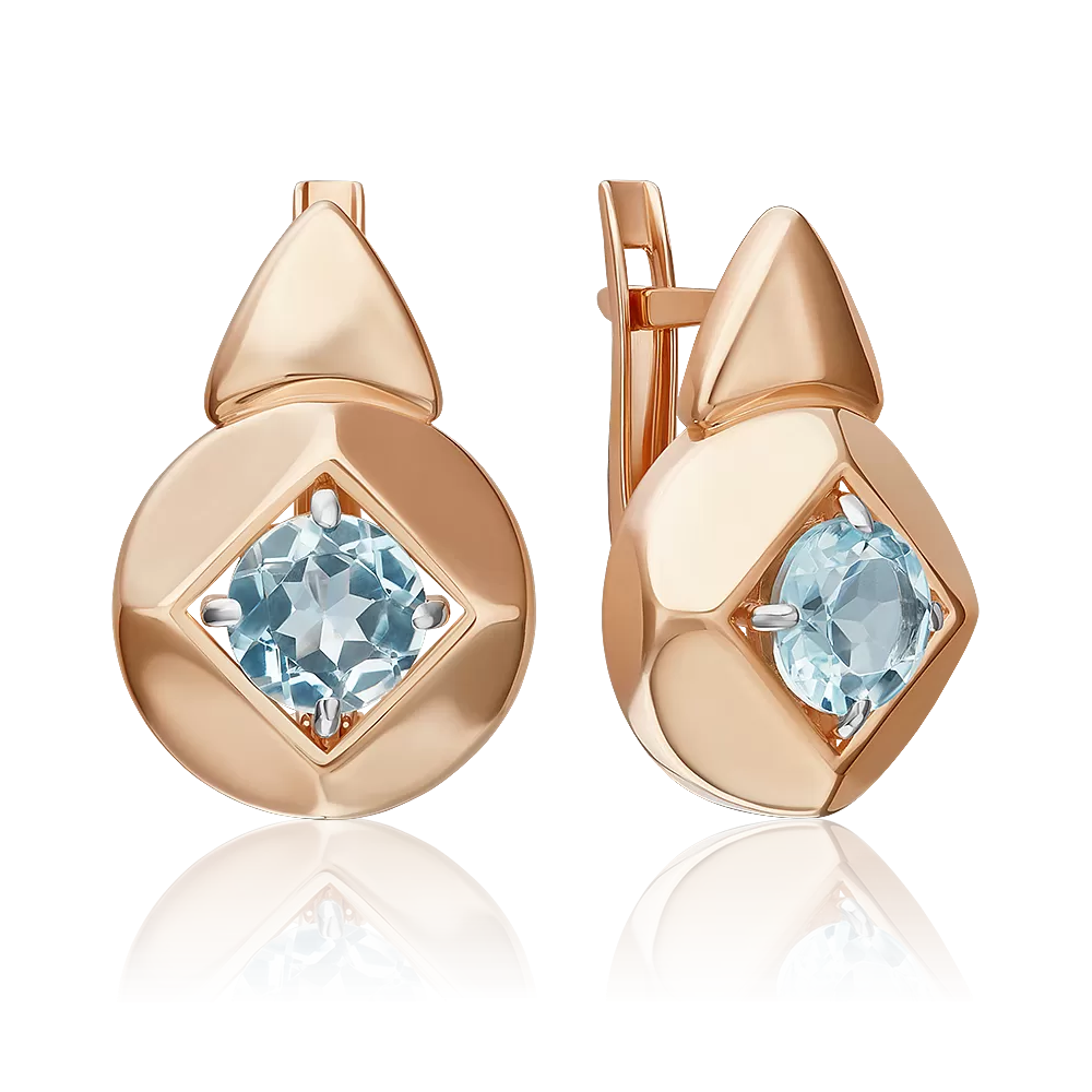 Серьги с английским замком из красного золота с топазом 02-5395-00-201-1110