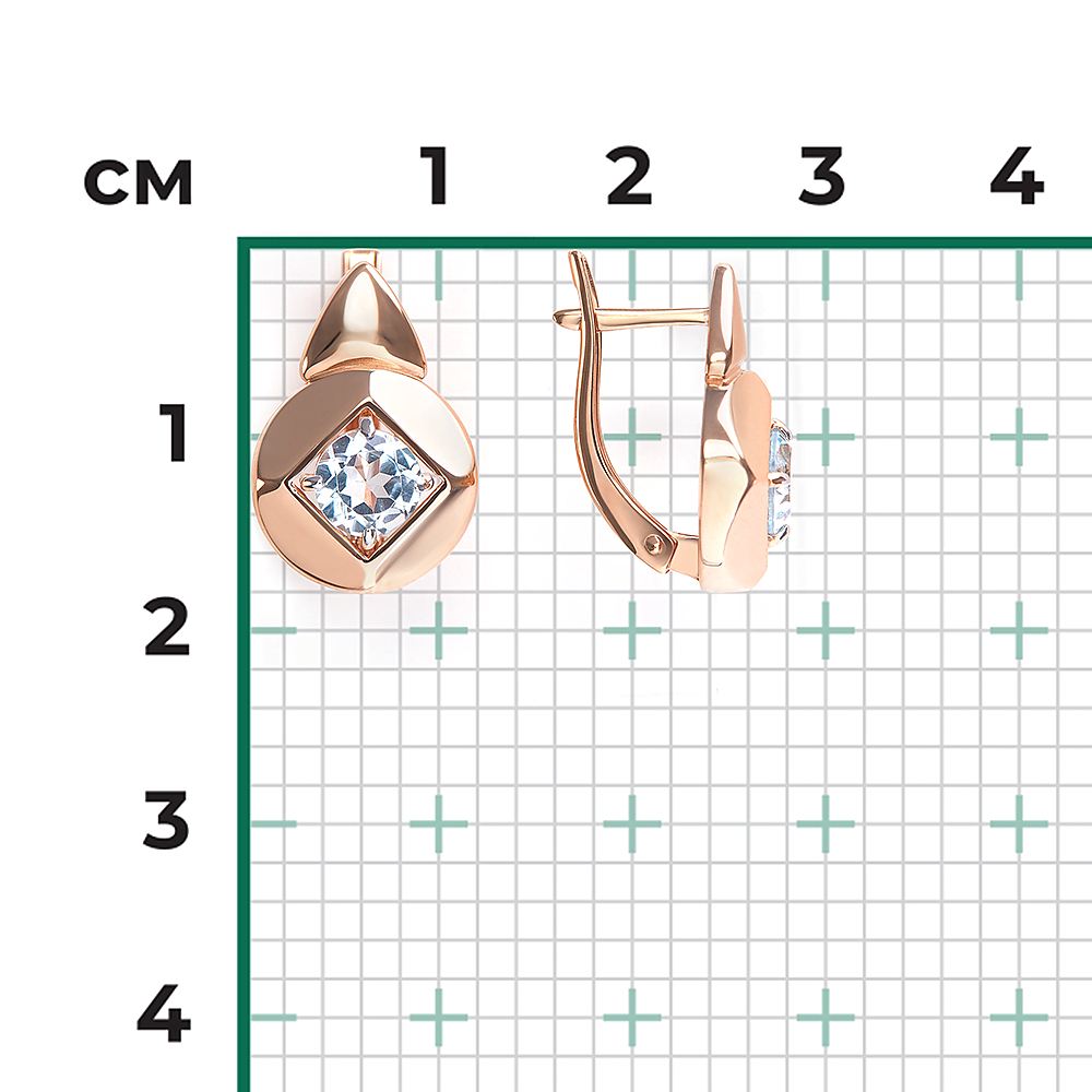 Серьги с английским замком из красного золота с топазом 02-5395-00-201-1110