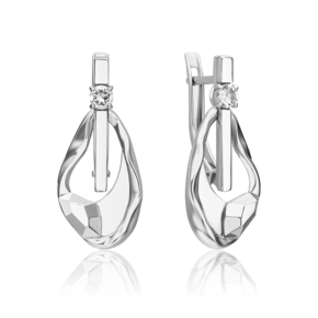 Серьги с английским замком из белого золота с натуральным топазом white