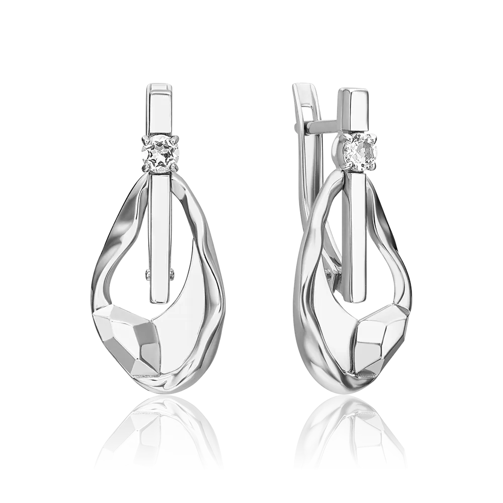 Серьги с английским замком из белого золота с натуральным топазом white 02-5024-00-201-1120