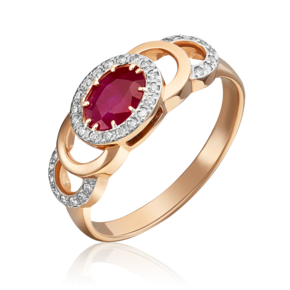 Кольцо из красного золота с рубином и бриллиантами 01-0196-00-107-1110-30