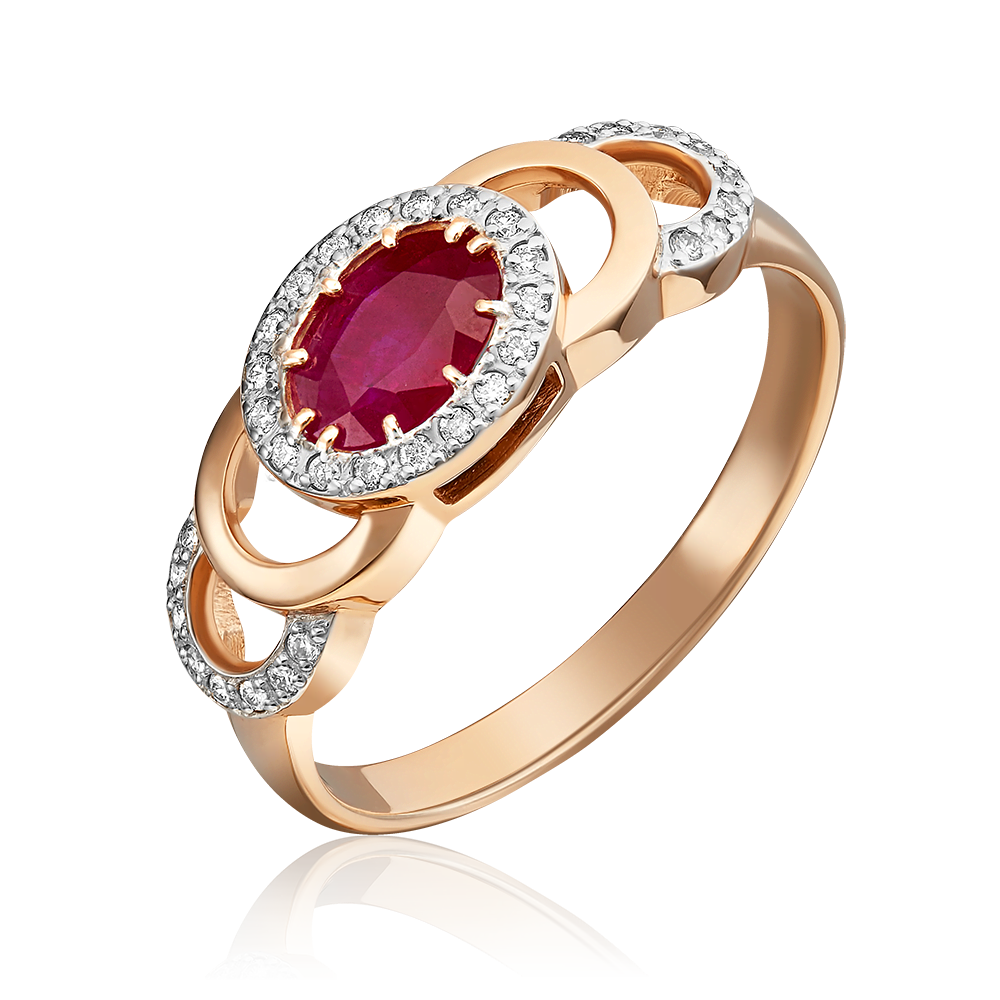 Кольцо из красного золота с рубином и бриллиантами 01-0196-00-107-1110-30