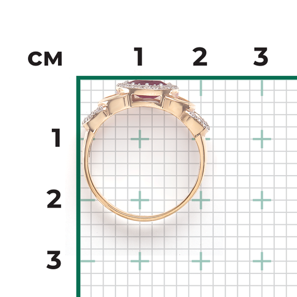 Кольцо из красного золота с рубином и бриллиантами 01-0196-00-107-1110-30