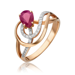 Кольцо из красного золота с рубином и бриллиантами 01-0214-00-107-1110-30
