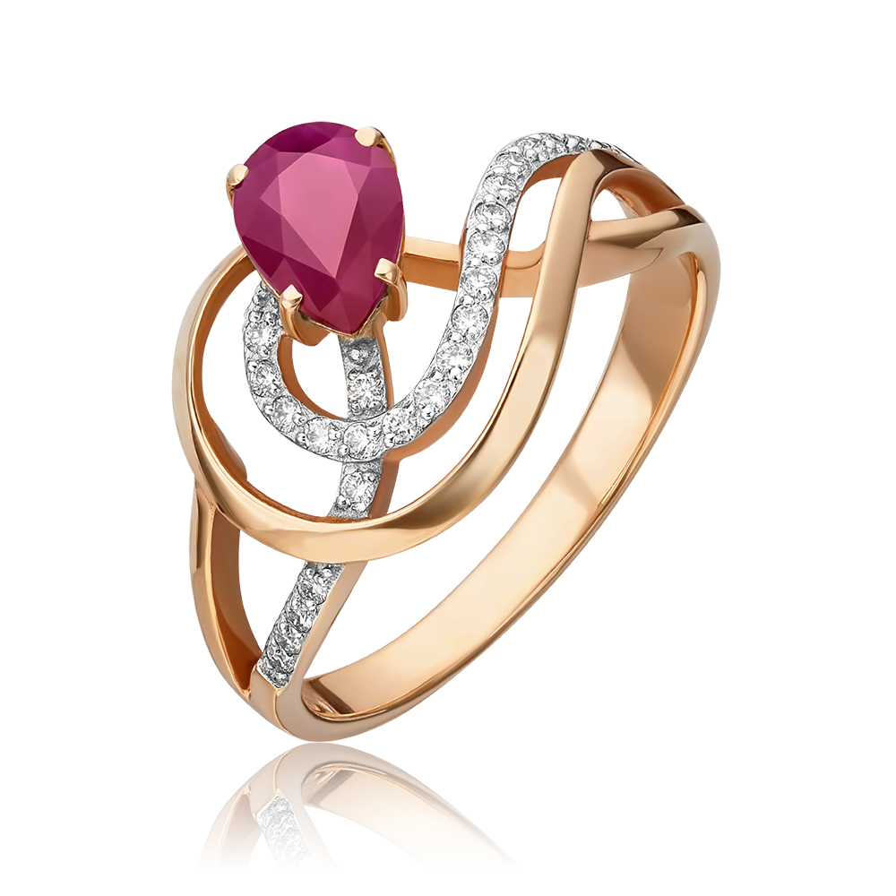 Кольцо из красного золота с рубином и бриллиантами 01-0214-00-107-1110-30