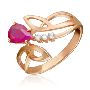 Кольцо из красного золота с рубином и бриллиантами 01-0216-00-107-1110-30