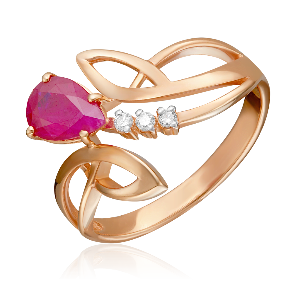 Кольцо из красного золота с рубином и бриллиантами 01-0216-00-107-1110-30